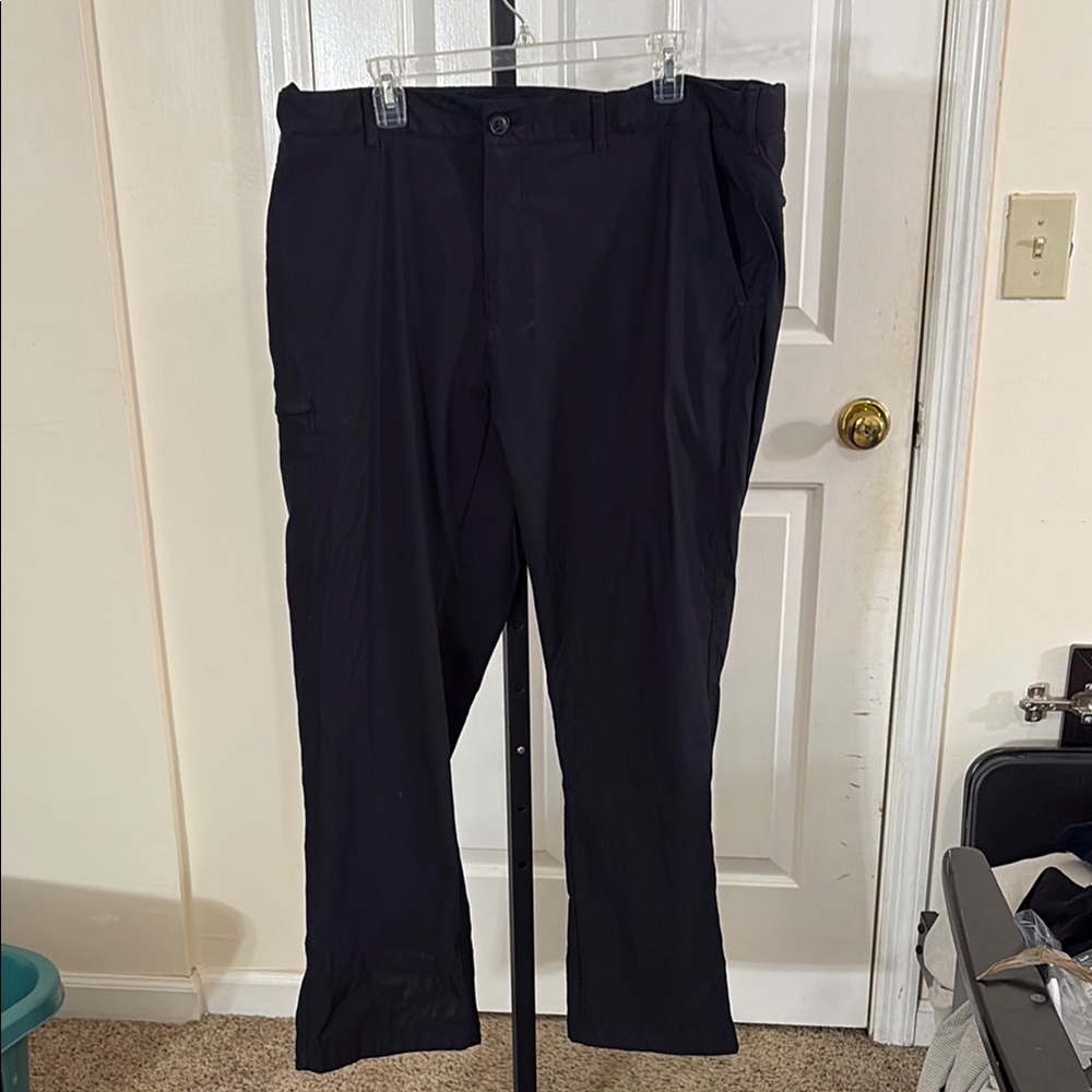 Navy Blue Cargo Pants with Straight Leg Cut